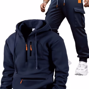 men’s fashion hooded sweatshirt & casual pants set – kangaroo pocket pullover